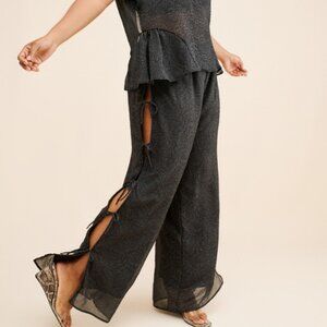 Lisa Says Gah ! ⭐️ Evelyn Side Bow Tie Pants in Black Rose Size Small ⭐️⭐️⭐️⭐️